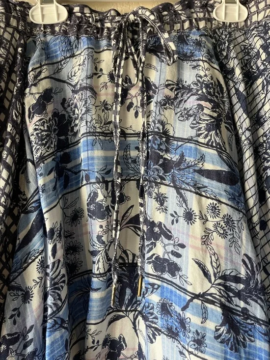 Boho Festival Anthropologie Pilcro Handkerchief Hem Maxi Skirt in Navy and Blue - Picture 4 of 8